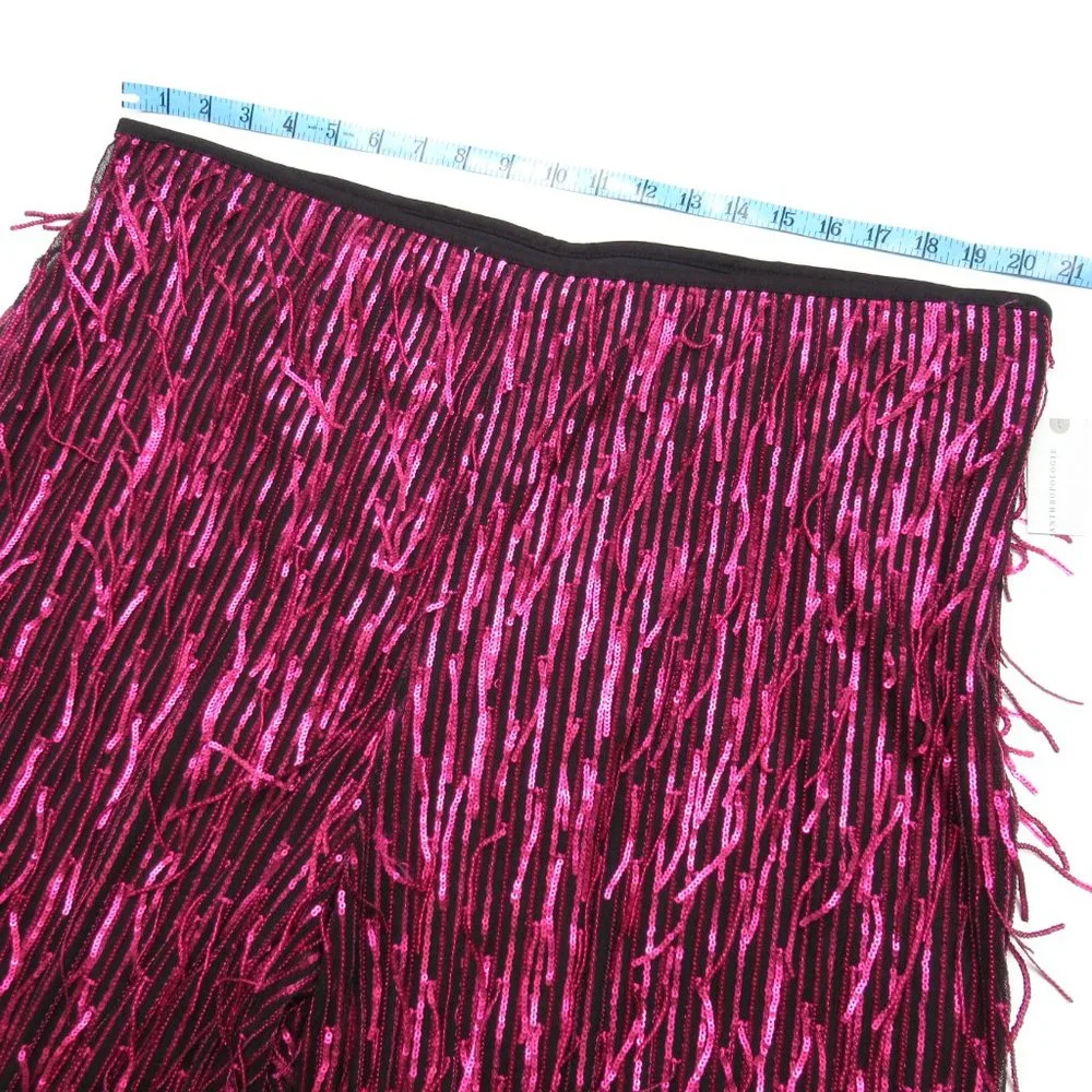 Anthropologie Maeve Fringed Sequined Wide-Leg Pants Plum Purple 20W Plus - Picture 7 of 13
